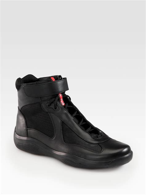 mens black prada high top sneakers|prada sneakers for men outlet.